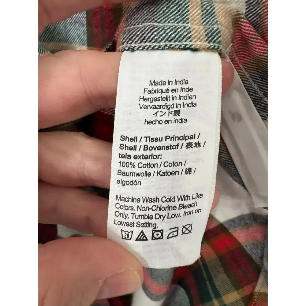 J. Crew Mens Classic‎ Plaid Flannel Shirt Long Sleeve Button Down Size Small